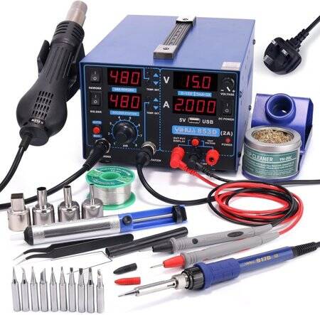 YIHUA853D USB 15V 1A Digital Display Hot Air Desoldering Station Power Supply UK Plug - 1