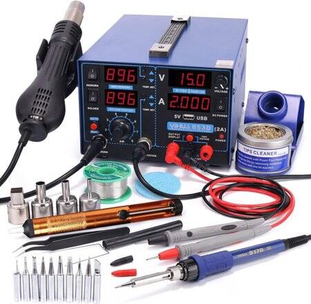 YIHUA853D USB 15V 1A Digital Display Hot Air Desoldering Station Power Supply US Plug - 1