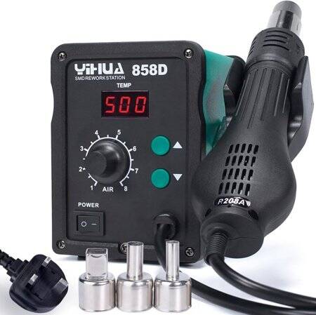 YIHUA858D Adjustable Constant Temperature Hot Air Station Anti-Static Hot Air Gun UK Plug - 1