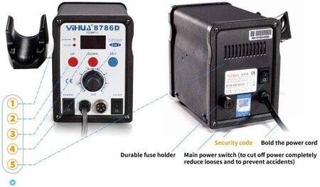 YIHUA8786D I Digital Display Hot Air Desoldering Station UK Plug - 5