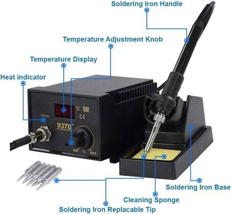 YIHUA936B 40W PCB Circuit Board Digital Lead Free Soldering Station UK Plug - 2