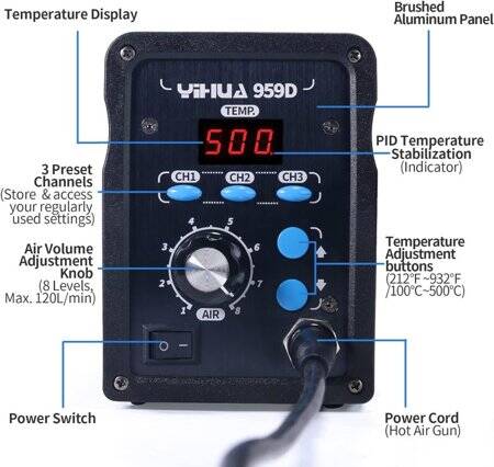 YIHUA959D-I Digital Display Hot Air Soldering Station 110V US Plug - 2